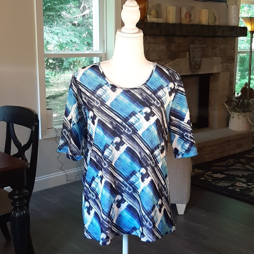 ALIA M/M Blue and Black Striped Print Lined Shirt